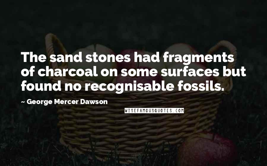 George Mercer Dawson Quotes: The sand stones had fragments of charcoal on some surfaces but found no recognisable fossils.