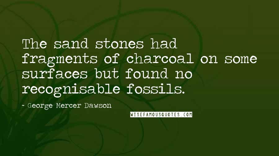 George Mercer Dawson Quotes: The sand stones had fragments of charcoal on some surfaces but found no recognisable fossils.