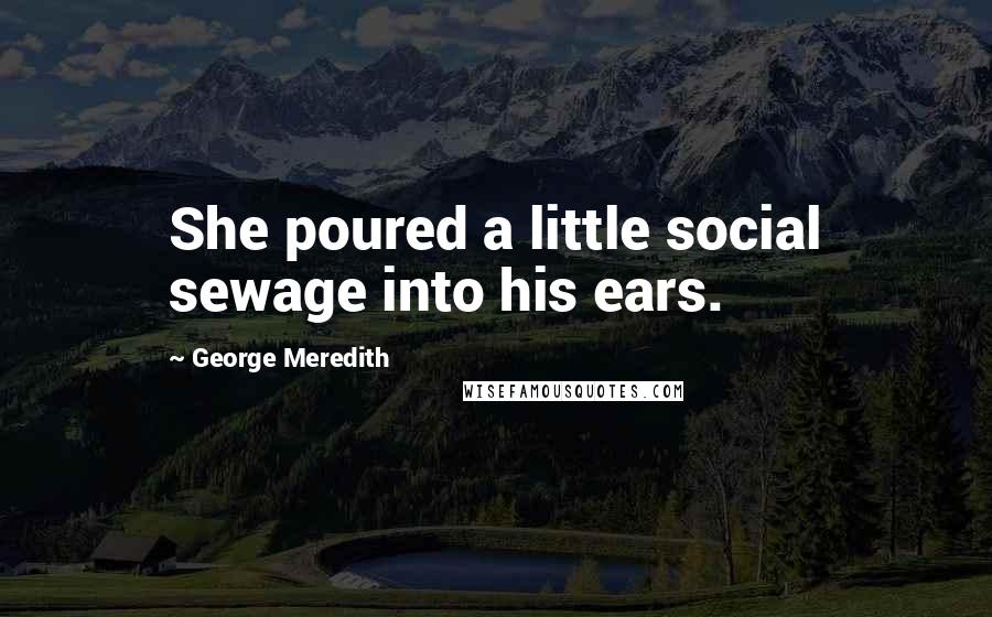 George Meredith Quotes: She poured a little social sewage into his ears.
