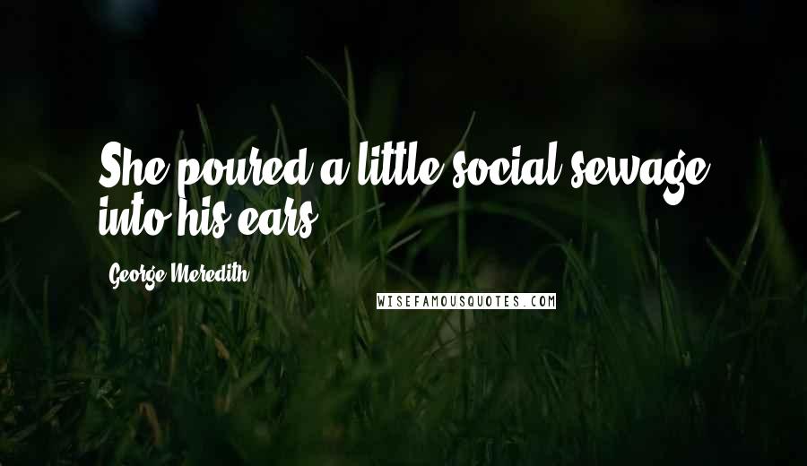 George Meredith Quotes: She poured a little social sewage into his ears.