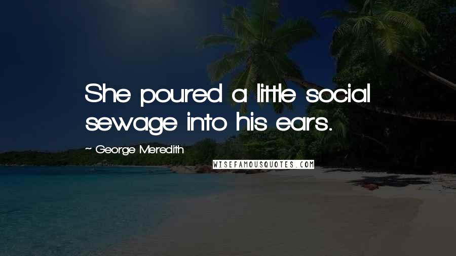 George Meredith Quotes: She poured a little social sewage into his ears.