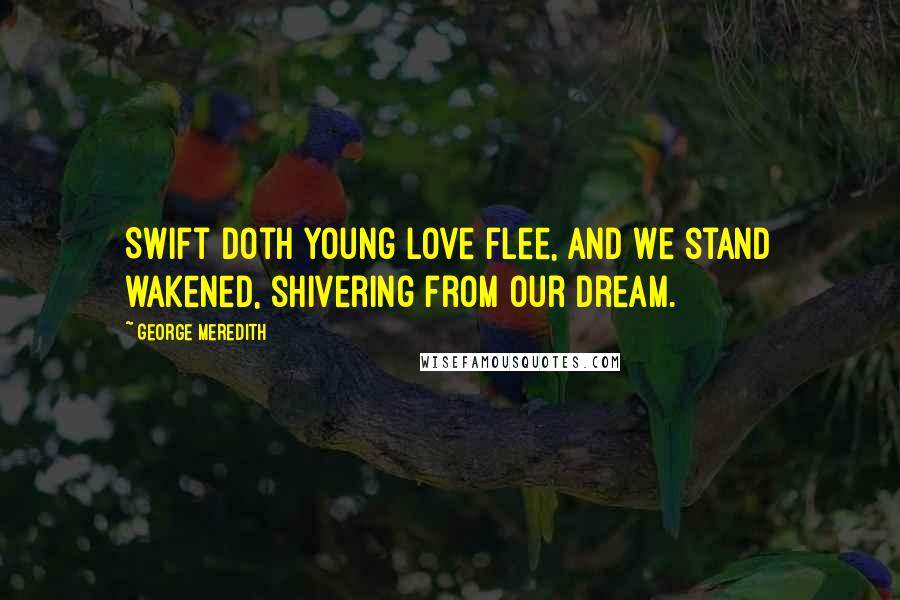 George Meredith Quotes: Swift doth young Love flee, And we stand wakened, shivering from our dream.