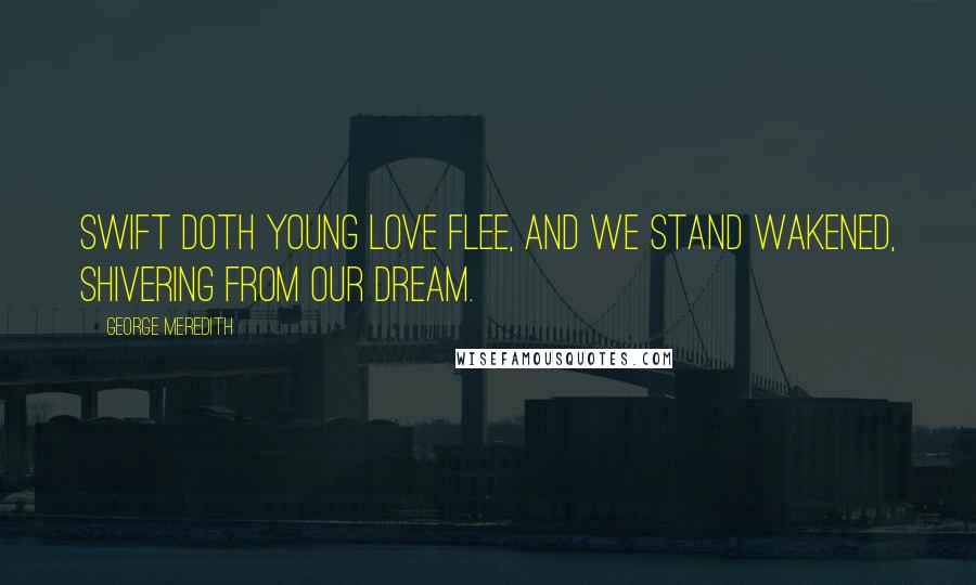 George Meredith Quotes: Swift doth young Love flee, And we stand wakened, shivering from our dream.