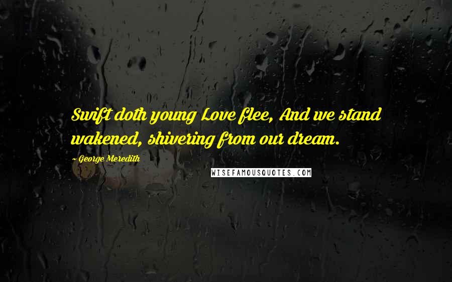 George Meredith Quotes: Swift doth young Love flee, And we stand wakened, shivering from our dream.