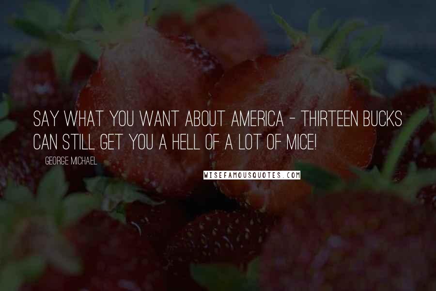 George Michael Quotes: Say what you want about America - thirteen bucks can still get you a hell of a lot of mice!