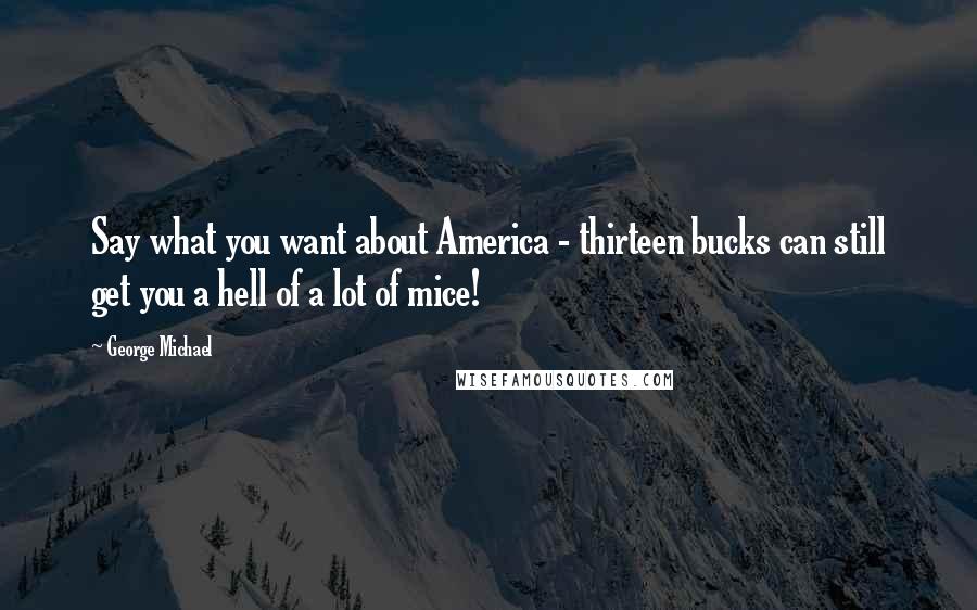 George Michael Quotes: Say what you want about America - thirteen bucks can still get you a hell of a lot of mice!