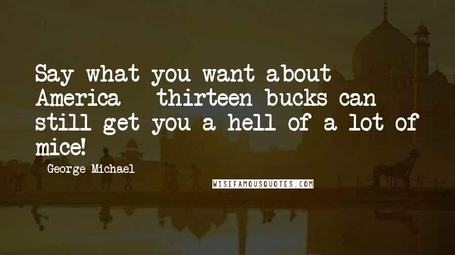 George Michael Quotes: Say what you want about America - thirteen bucks can still get you a hell of a lot of mice!