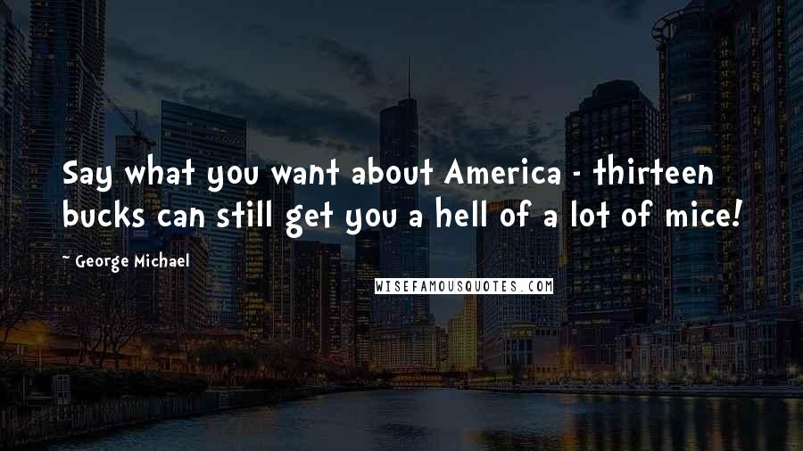 George Michael Quotes: Say what you want about America - thirteen bucks can still get you a hell of a lot of mice!