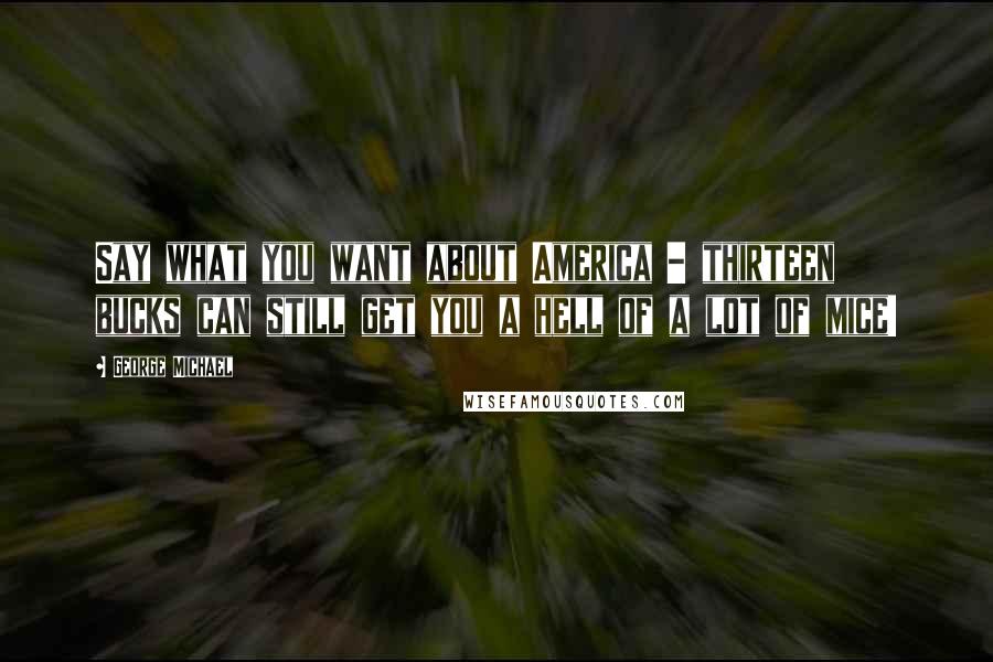 George Michael Quotes: Say what you want about America - thirteen bucks can still get you a hell of a lot of mice!