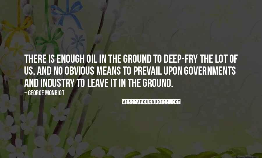 George Monbiot Quotes: There is enough oil in the ground to deep-fry the lot of us, and no obvious means to prevail upon governments and industry to leave it in the ground.