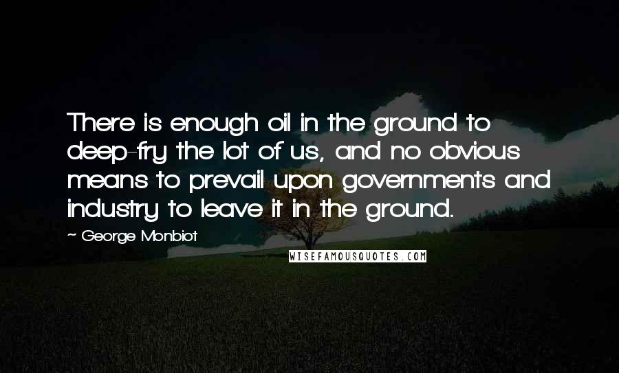 George Monbiot Quotes: There is enough oil in the ground to deep-fry the lot of us, and no obvious means to prevail upon governments and industry to leave it in the ground.