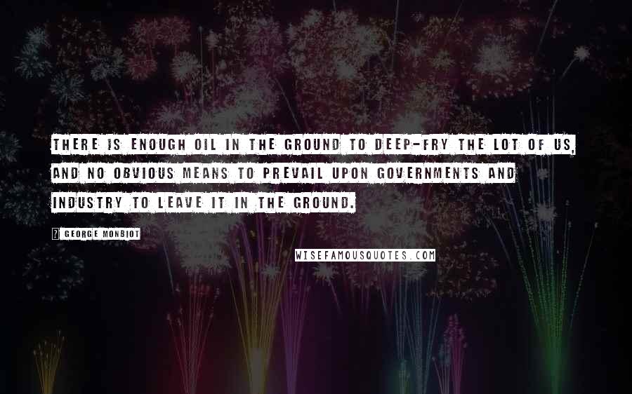 George Monbiot Quotes: There is enough oil in the ground to deep-fry the lot of us, and no obvious means to prevail upon governments and industry to leave it in the ground.