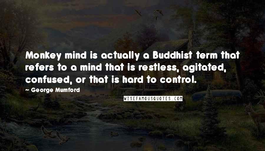 George Mumford Quotes: Monkey mind is actually a Buddhist term that refers to a mind that is restless, agitated, confused, or that is hard to control.