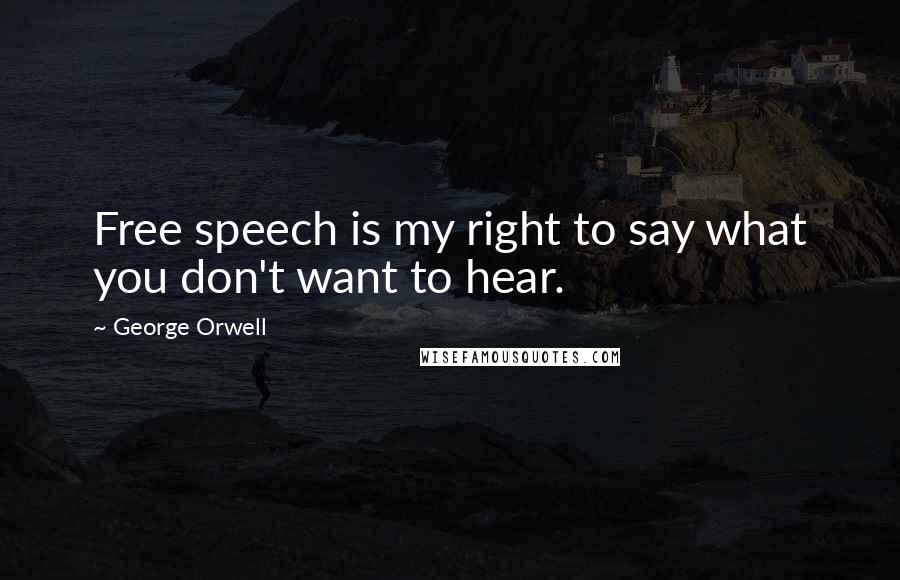 George Orwell Quotes: Free speech is my right to say what you don't want to hear.