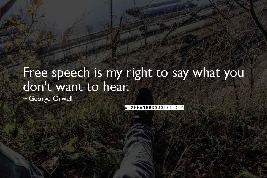 George Orwell Quotes: Free speech is my right to say what you don't want to hear.