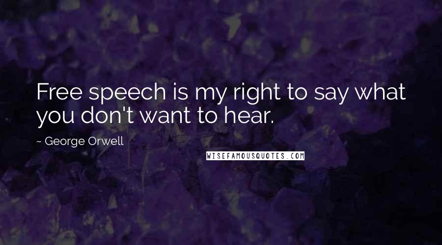 George Orwell Quotes: Free speech is my right to say what you don't want to hear.