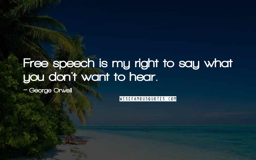 George Orwell Quotes: Free speech is my right to say what you don't want to hear.