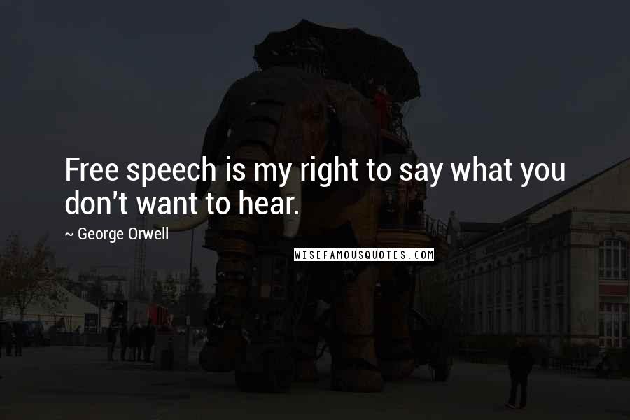 George Orwell Quotes: Free speech is my right to say what you don't want to hear.
