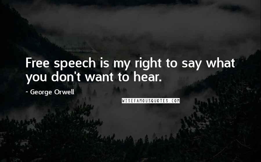 George Orwell Quotes: Free speech is my right to say what you don't want to hear.