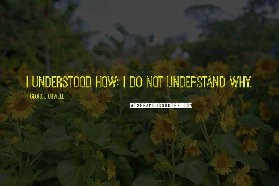 George Orwell Quotes: I understood HOW: I do not understand WHY.