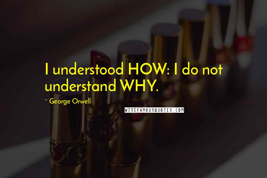 George Orwell Quotes: I understood HOW: I do not understand WHY.