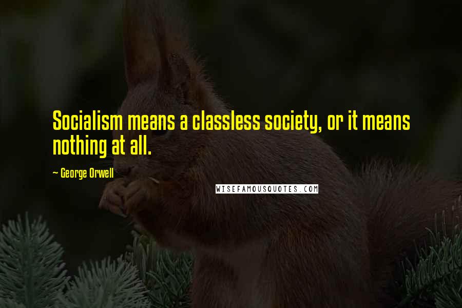 George Orwell Quotes: Socialism means a classless society, or it means nothing at all.