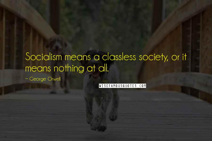 George Orwell Quotes: Socialism means a classless society, or it means nothing at all.