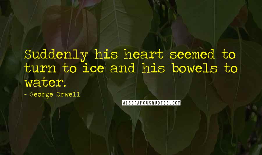 George Orwell Quotes: Suddenly his heart seemed to turn to ice and his bowels to water.