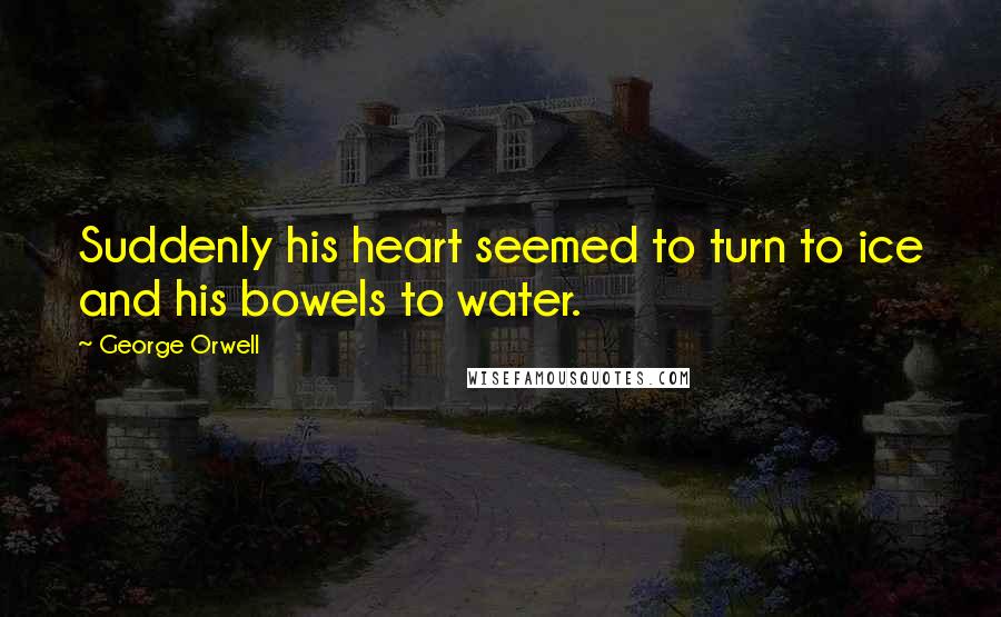 George Orwell Quotes: Suddenly his heart seemed to turn to ice and his bowels to water.