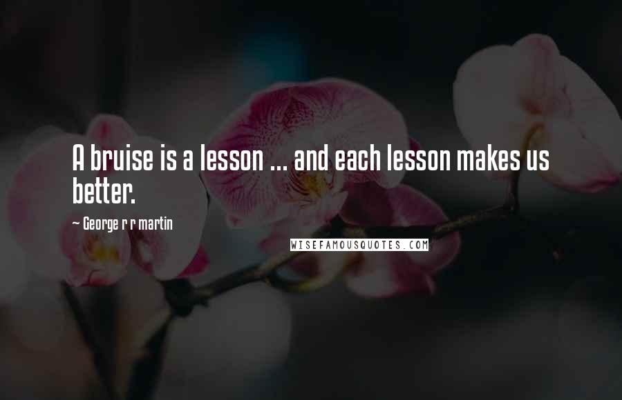 George R R Martin Quotes: A bruise is a lesson ... and each lesson makes us better.