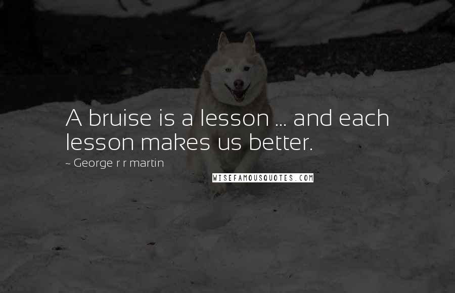 George R R Martin Quotes: A bruise is a lesson ... and each lesson makes us better.