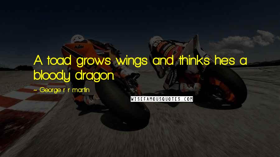 George R R Martin Quotes: A toad grows wings and thinks he's a bloody dragon.