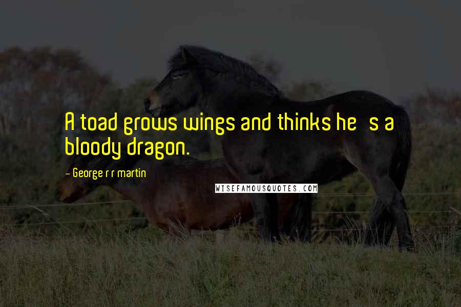 George R R Martin Quotes: A toad grows wings and thinks he's a bloody dragon.