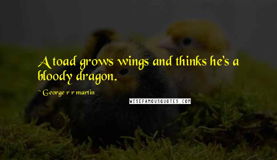 George R R Martin Quotes: A toad grows wings and thinks he's a bloody dragon.