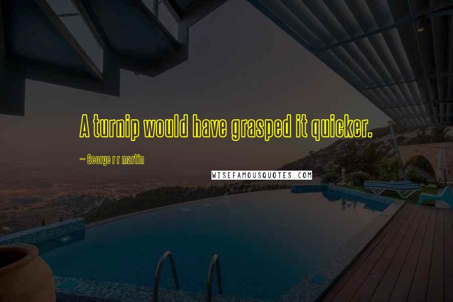 George R R Martin Quotes: A turnip would have grasped it quicker.