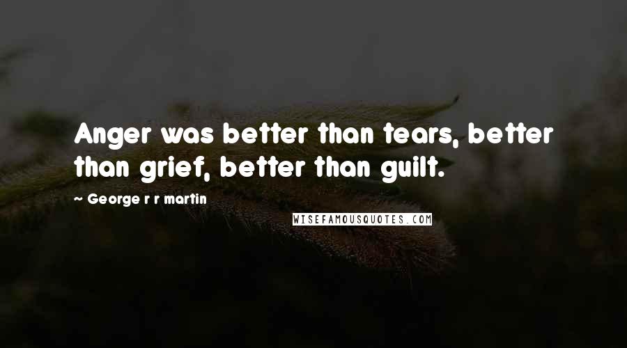 George R R Martin Quotes: Anger was better than tears, better than grief, better than guilt.