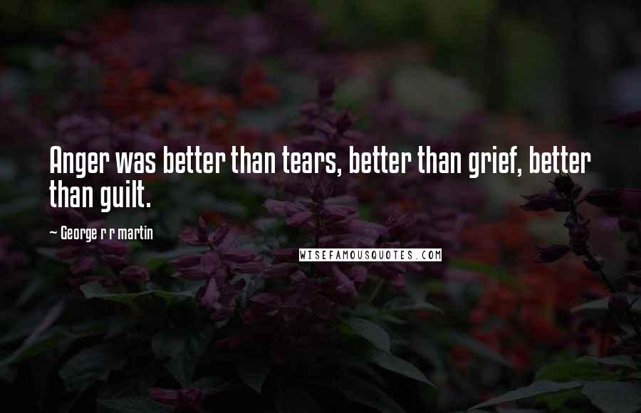 George R R Martin Quotes: Anger was better than tears, better than grief, better than guilt.