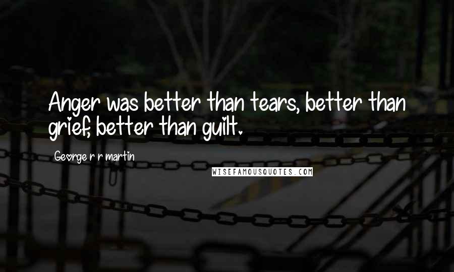 George R R Martin Quotes: Anger was better than tears, better than grief, better than guilt.