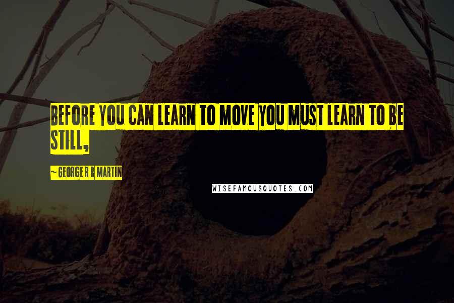 George R R Martin Quotes: Before you can learn to move you must learn to be still,