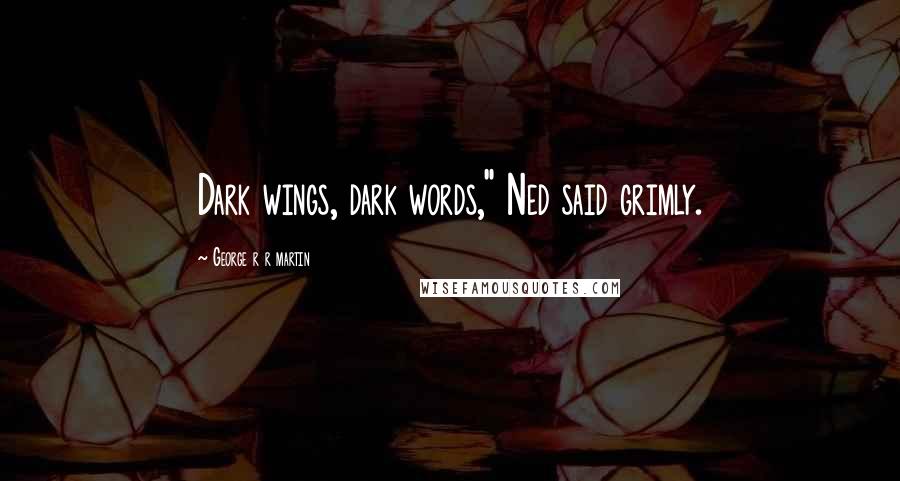 George R R Martin Quotes: Dark wings, dark words," Ned said grimly.