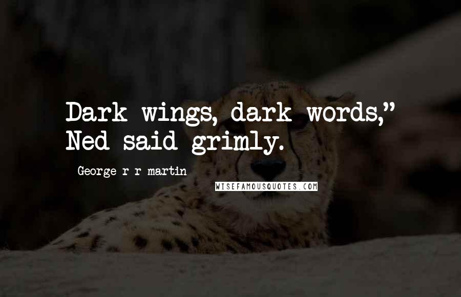 George R R Martin Quotes: Dark wings, dark words," Ned said grimly.