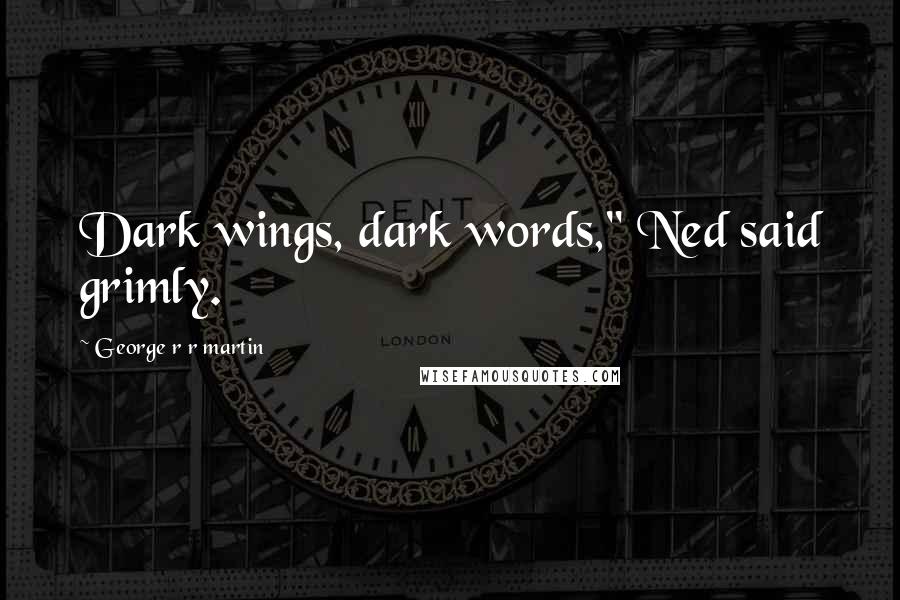 George R R Martin Quotes: Dark wings, dark words," Ned said grimly.