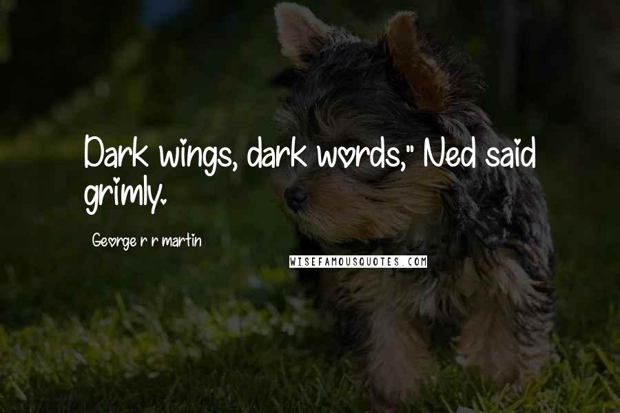 George R R Martin Quotes: Dark wings, dark words," Ned said grimly.