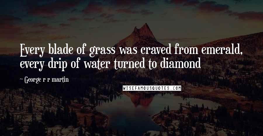 George R R Martin Quotes: Every blade of grass was craved from emerald, every drip of water turned to diamond