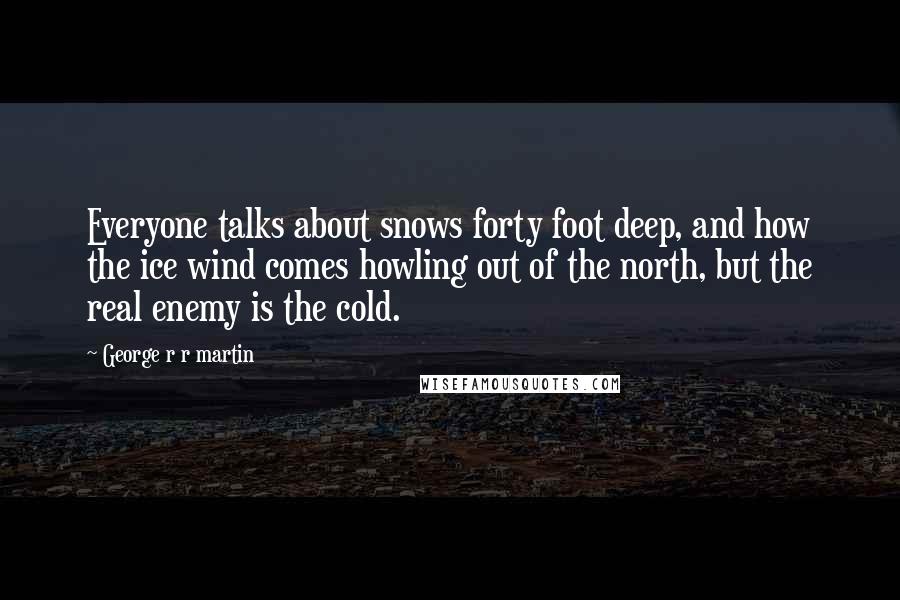George R R Martin Quotes: Everyone talks about snows forty foot deep, and how the ice wind comes howling out of the north, but the real enemy is the cold.