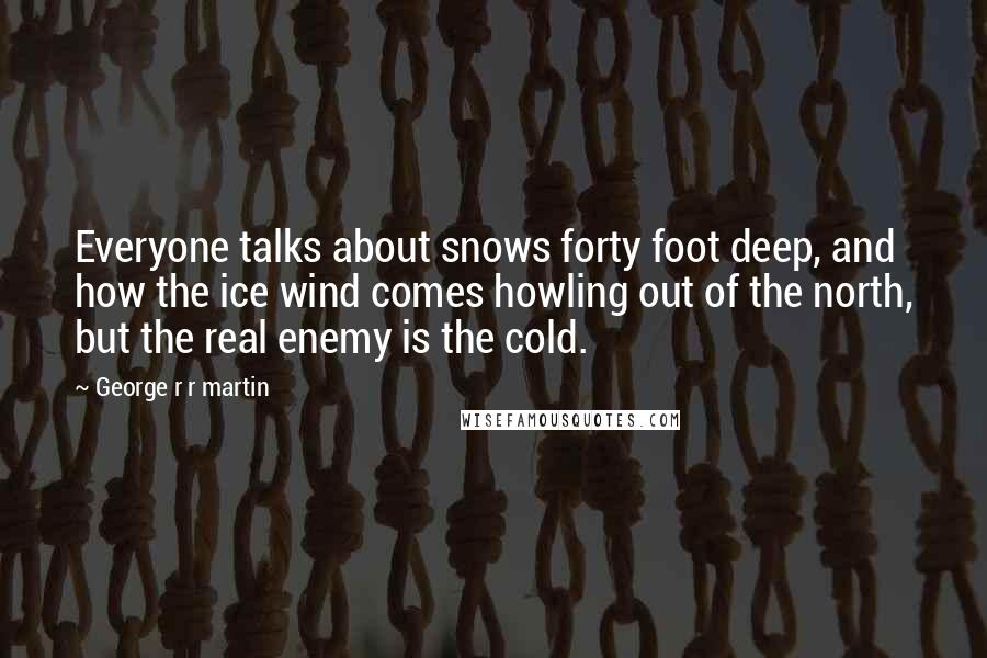 George R R Martin Quotes: Everyone talks about snows forty foot deep, and how the ice wind comes howling out of the north, but the real enemy is the cold.
