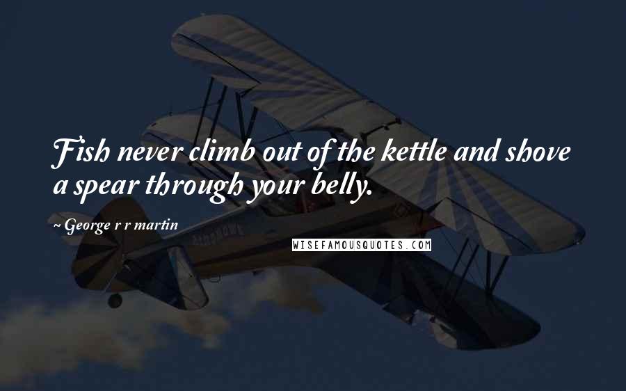 George R R Martin Quotes: Fish never climb out of the kettle and shove a spear through your belly.
