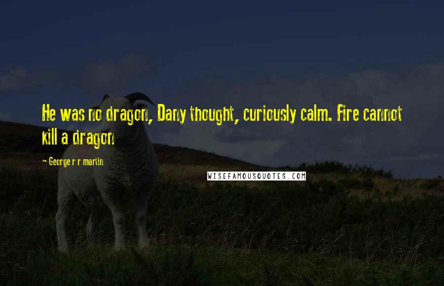 George R R Martin Quotes: He was no dragon, Dany thought, curiously calm. Fire cannot kill a dragon