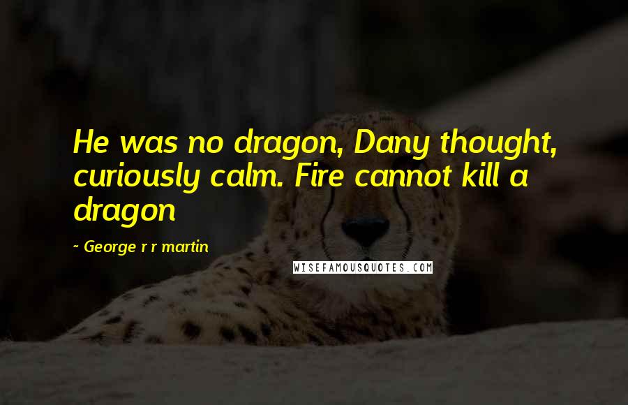 George R R Martin Quotes: He was no dragon, Dany thought, curiously calm. Fire cannot kill a dragon