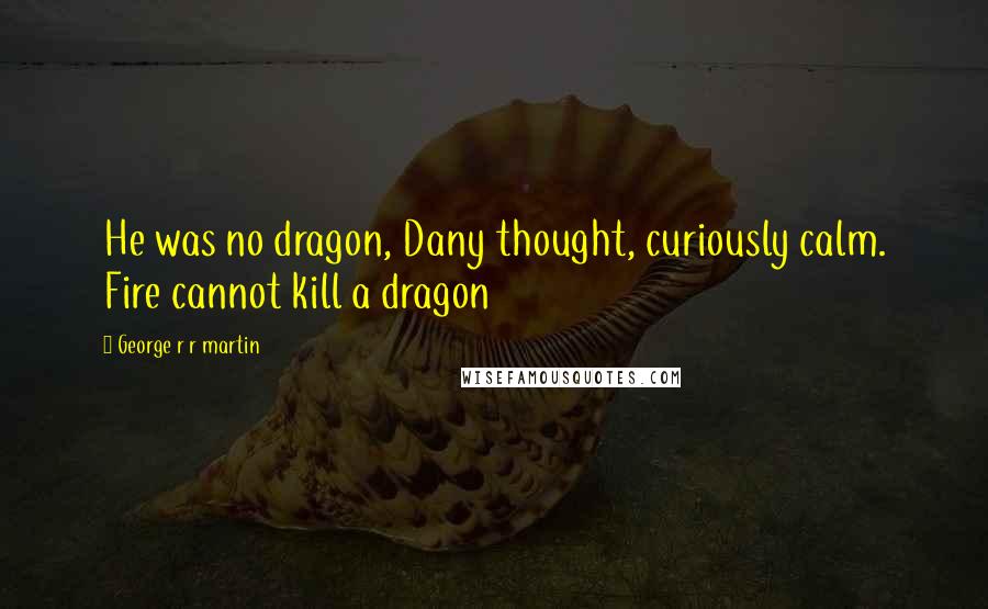 George R R Martin Quotes: He was no dragon, Dany thought, curiously calm. Fire cannot kill a dragon